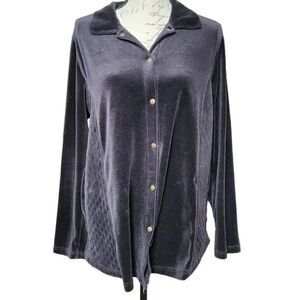 Hot Cotton by Marc Ware Ladies Size Large Black Quilted Velour Quilted Top